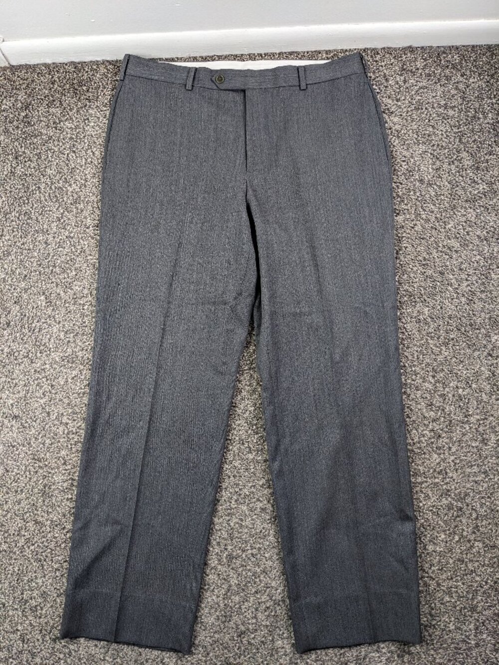 Brooks Brothers Dress Pants Madison 100% Wool Flat Front Gray 36x30 *Flaws